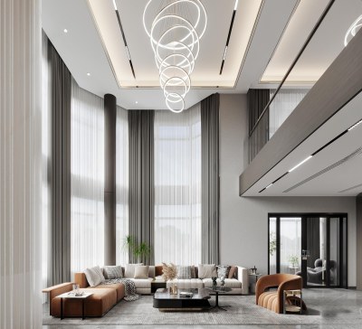 现代别墅客厅3D模型下载